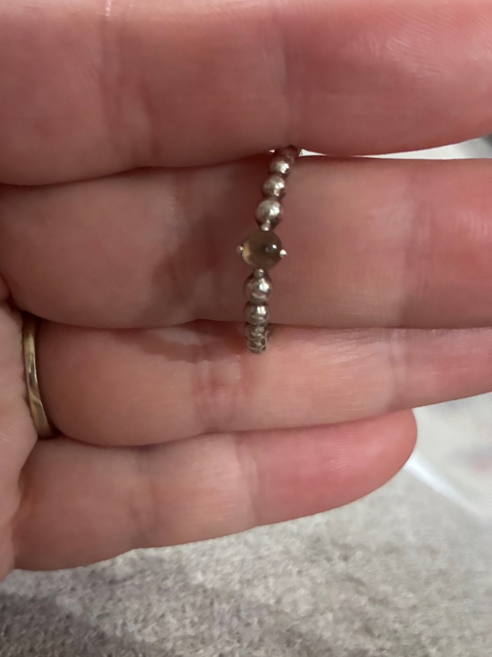 Pandora Silver Beaded misty rose June birthstone
